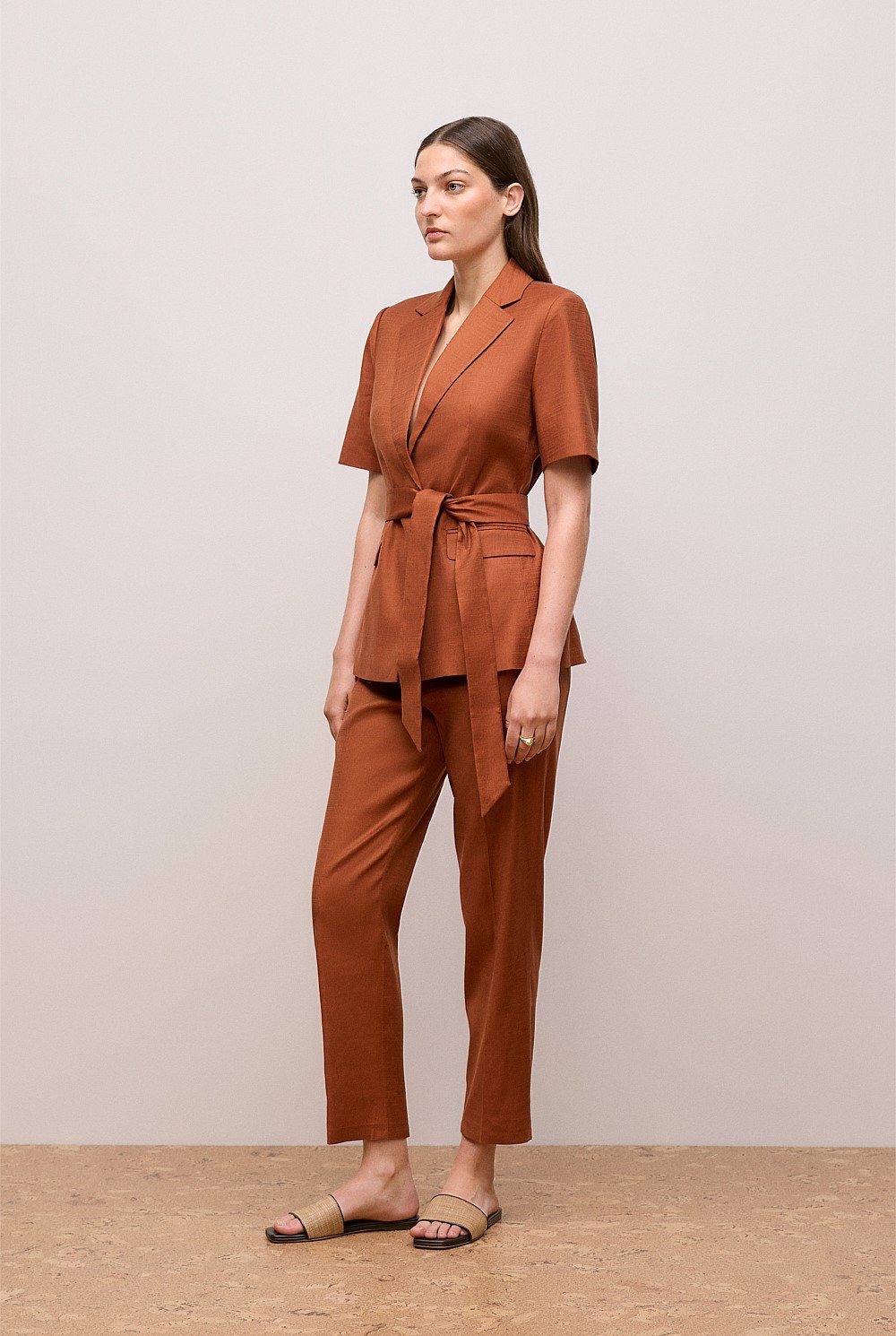 Stretch Linen Short Sleeve Blazer