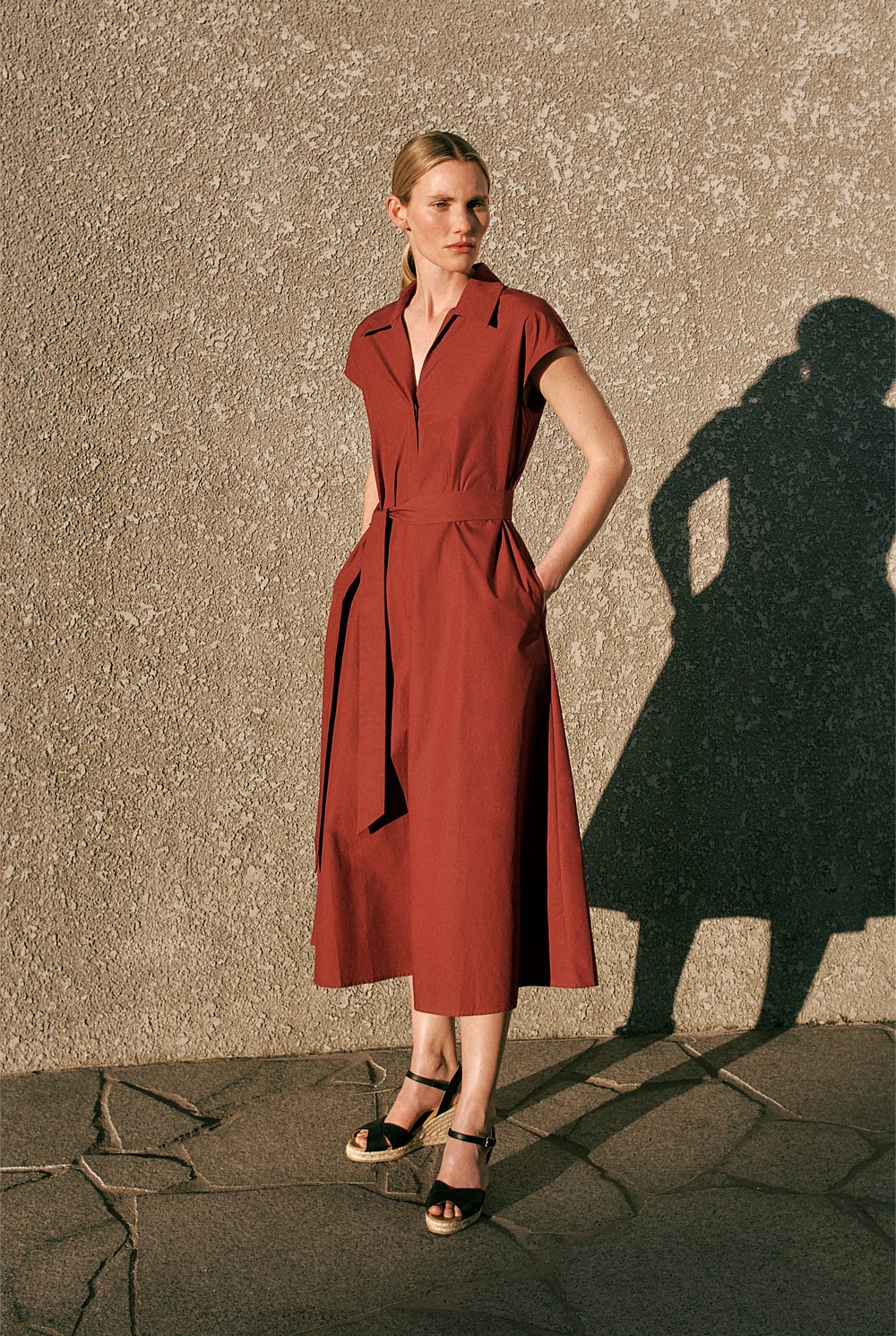 Poplin Cap Sleeve Shirt Dress