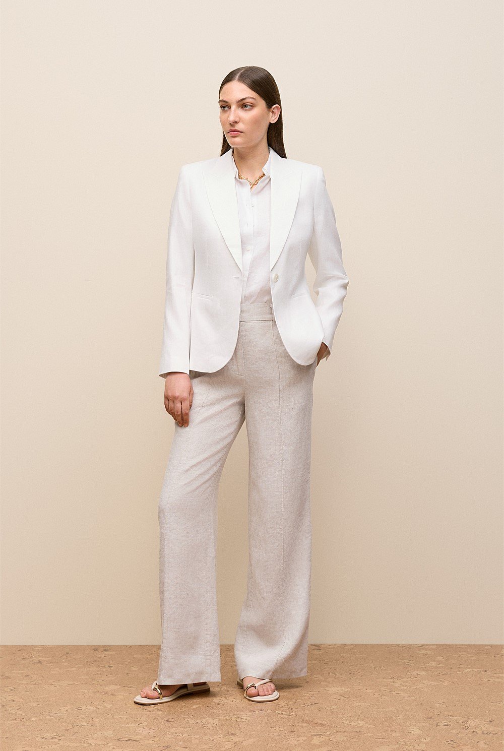 Linen Cotton Herringbone Blazer