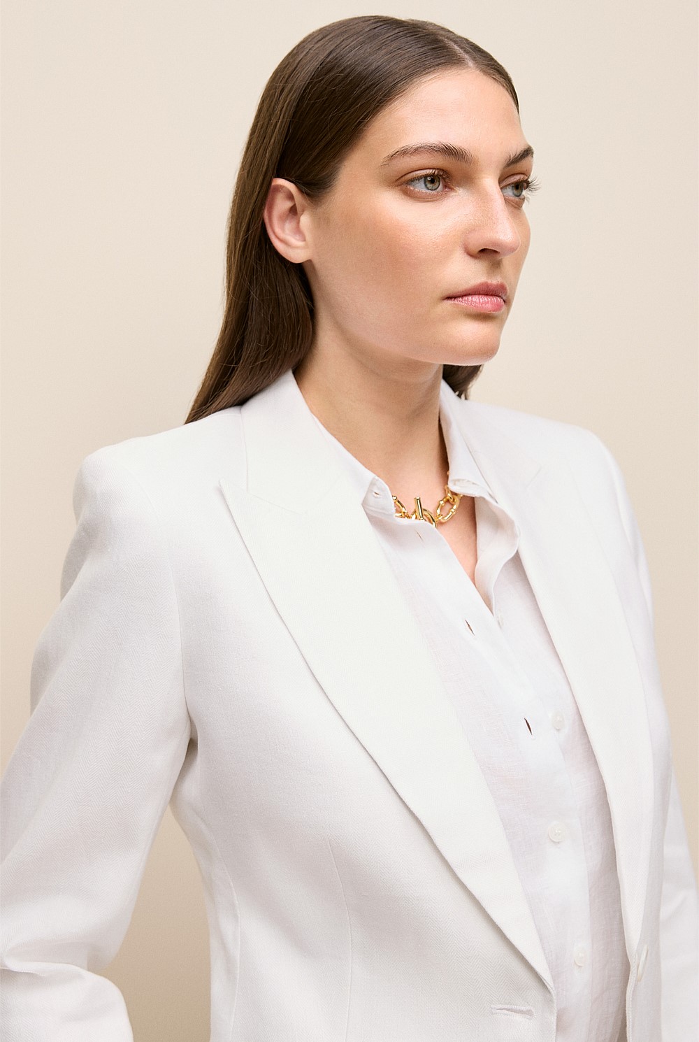 Linen Cotton Herringbone Blazer
