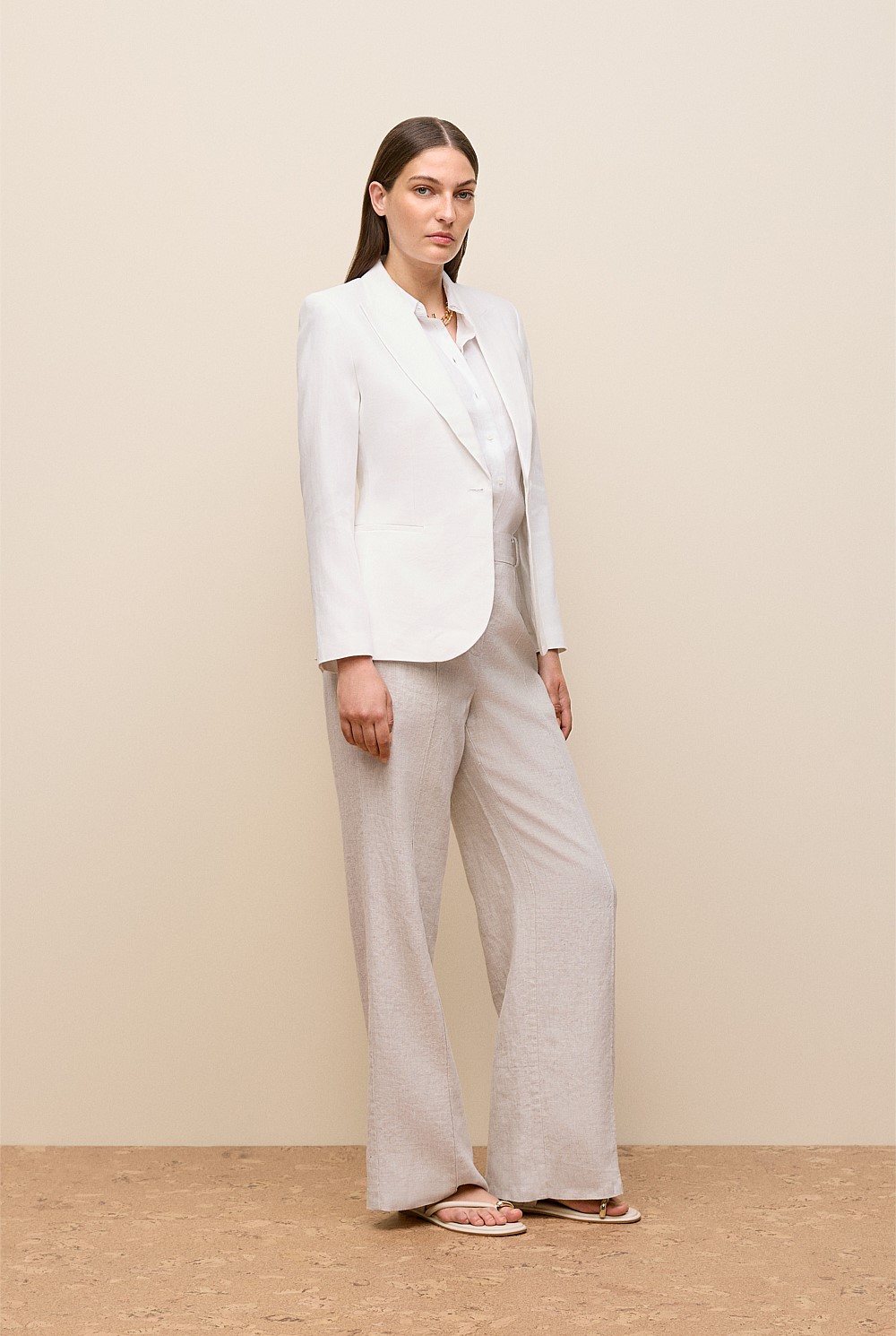 Linen Cotton Herringbone Blazer