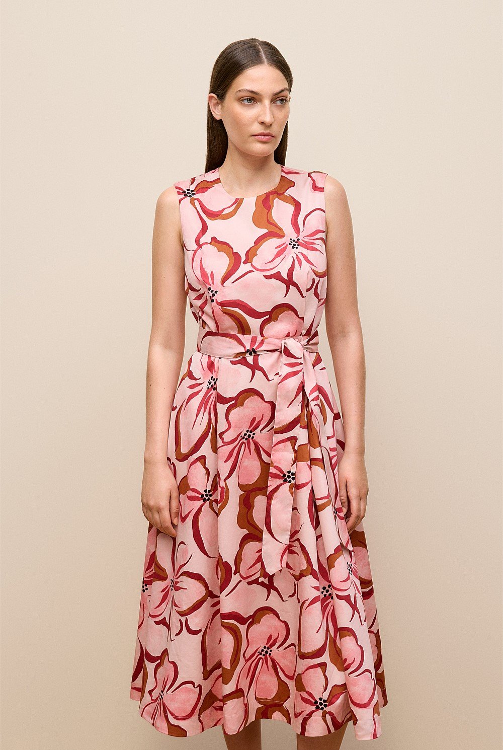 Peony Sateen Sleeveless Dress