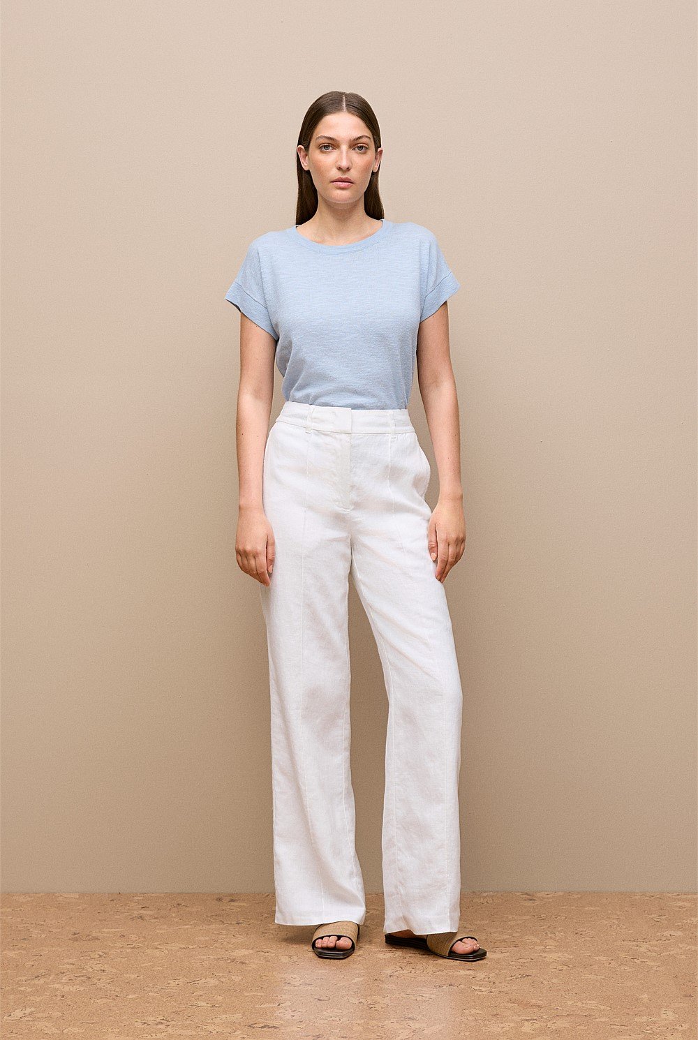 Linen Cotton Relaxed Crew T-shirt
