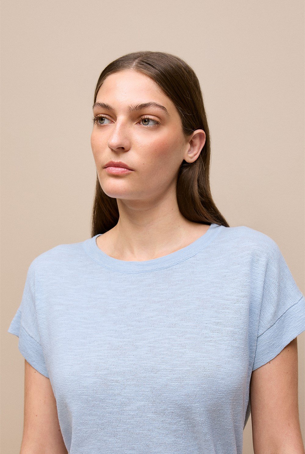 Linen Cotton Relaxed Crew T-shirt