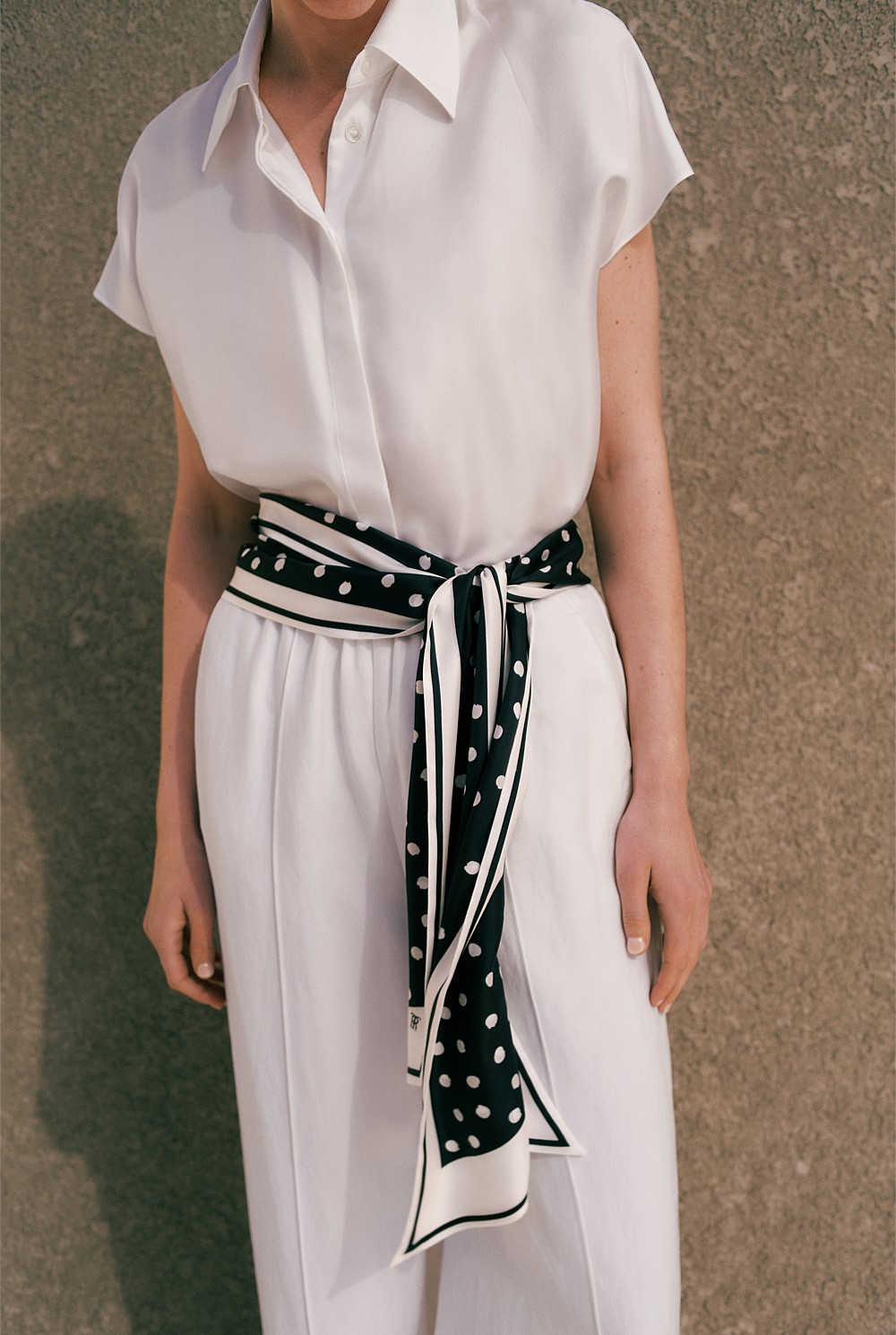 Spot Silk Twill Slim Scarf