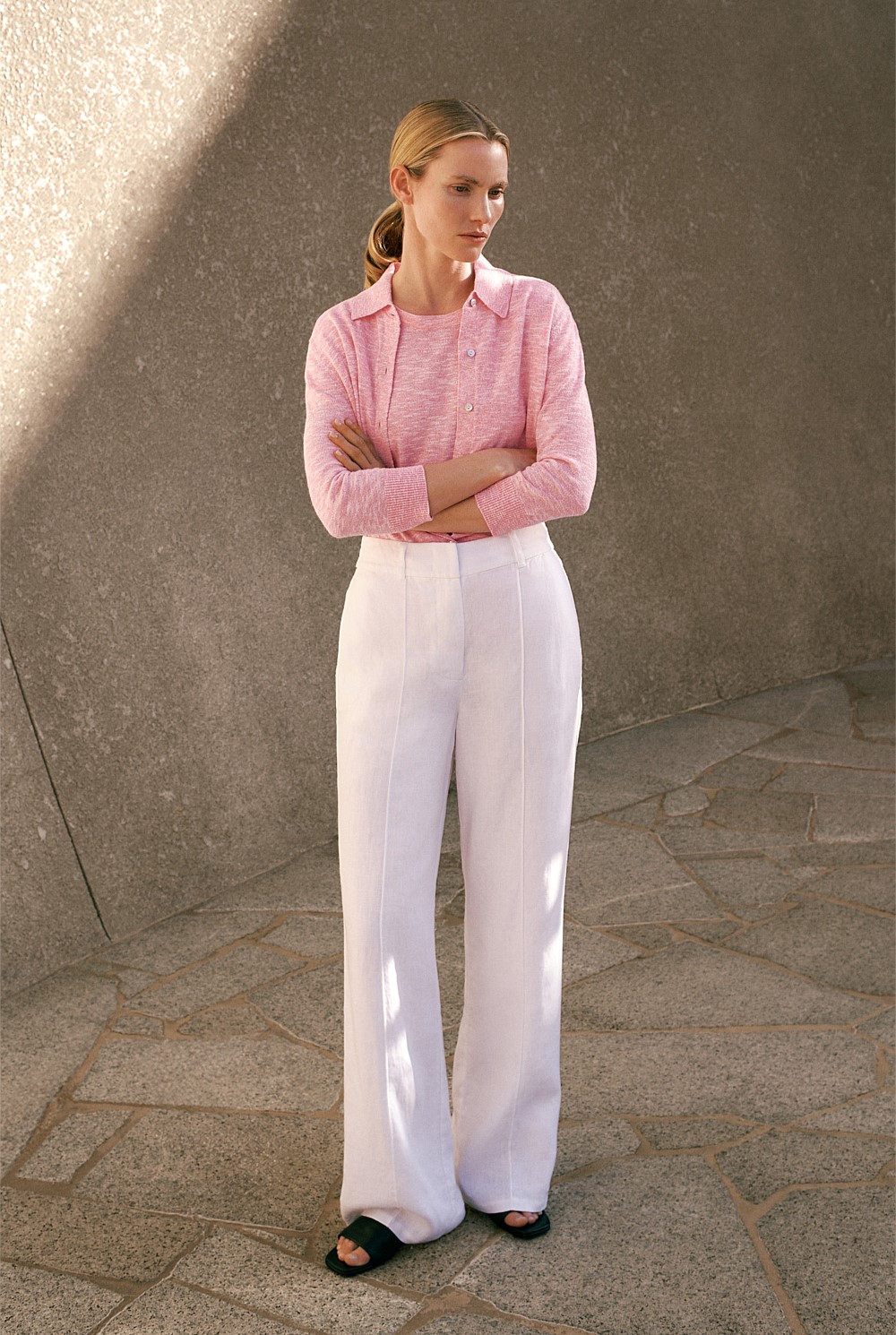 Linen Pintucked Pant