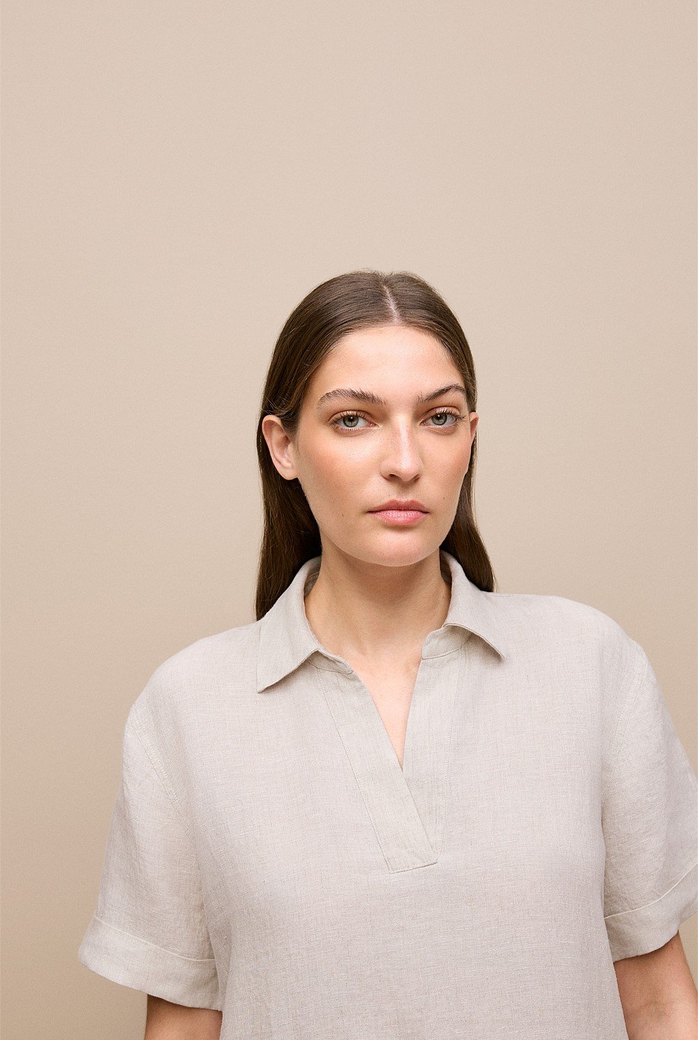 Linen Popover Shift Dress