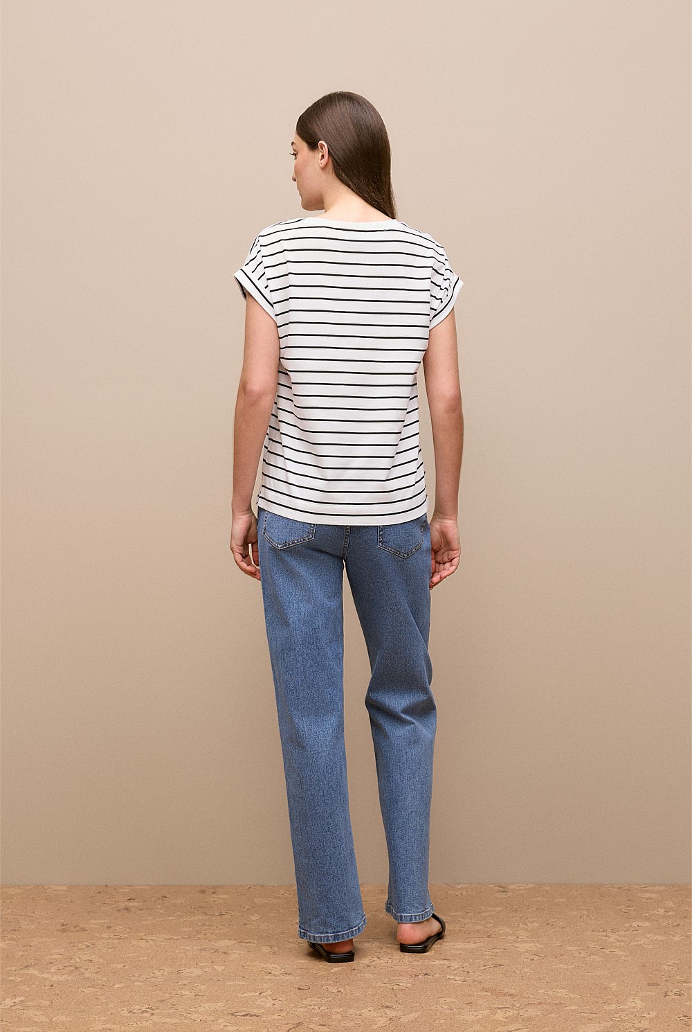 Stripe Cuff Sleeve T-shirt