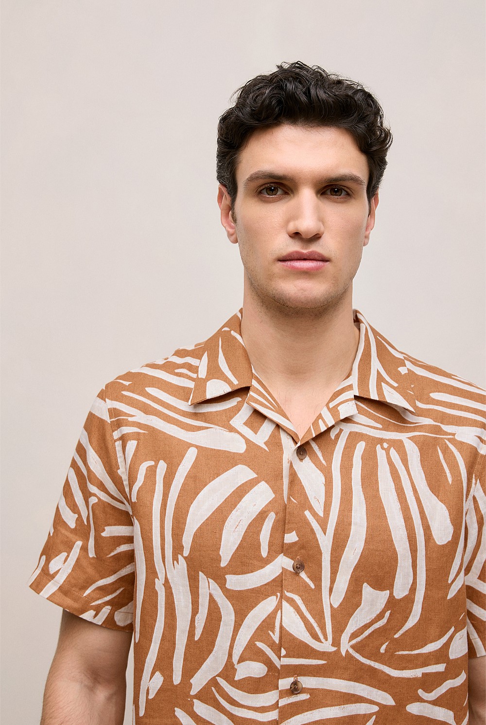 Brushstroke Linen Camp Shirt