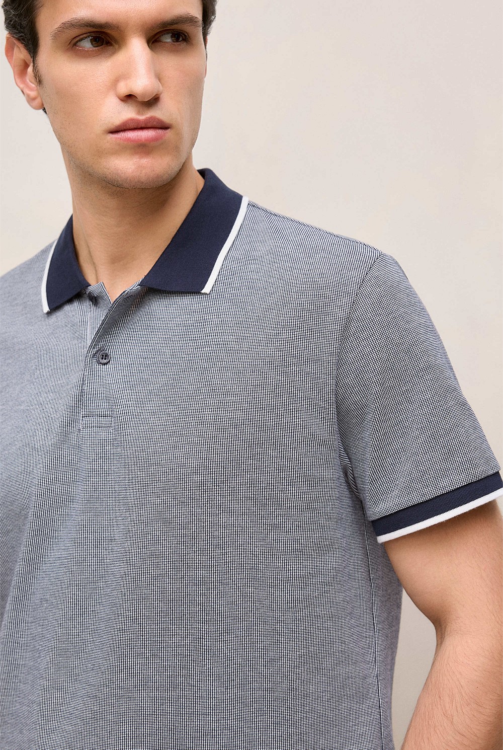 Cotton Birdseye Tipped Polo