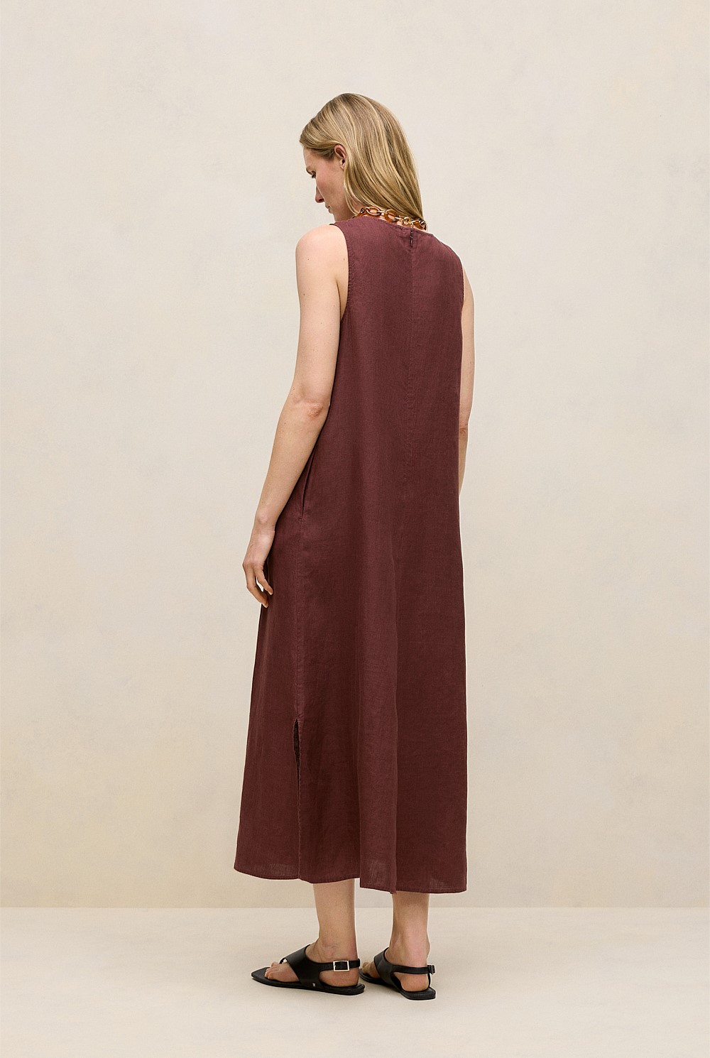 Delave Linen Sleeveless Column Dress