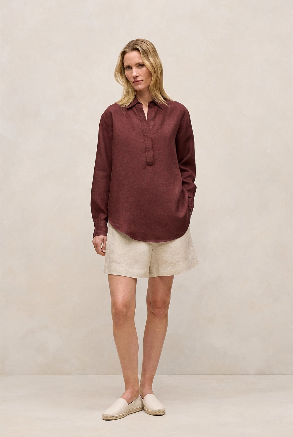 Delave Linen Half Placket Shirt