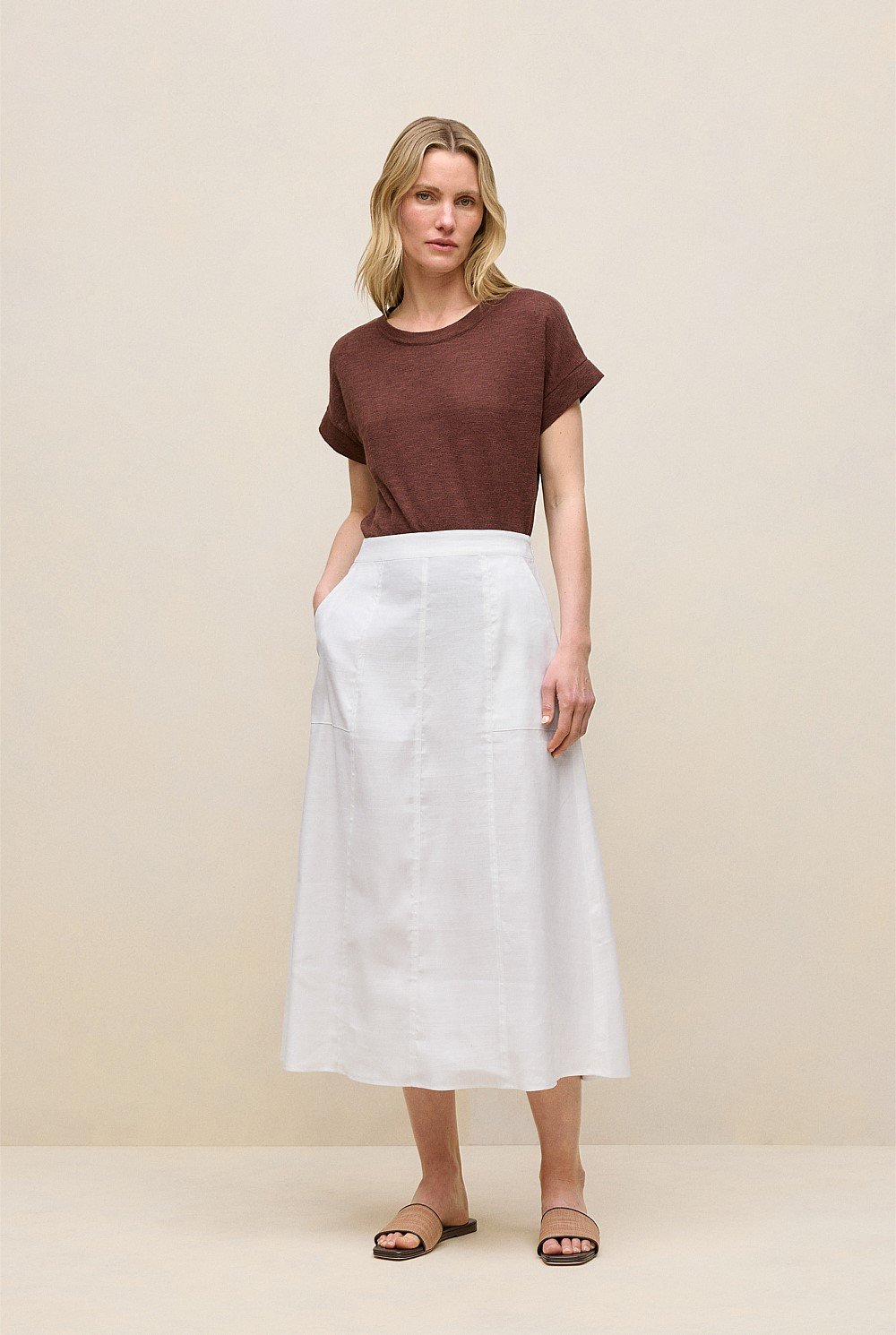 Linen Cotton Relaxed Crew T-shirt