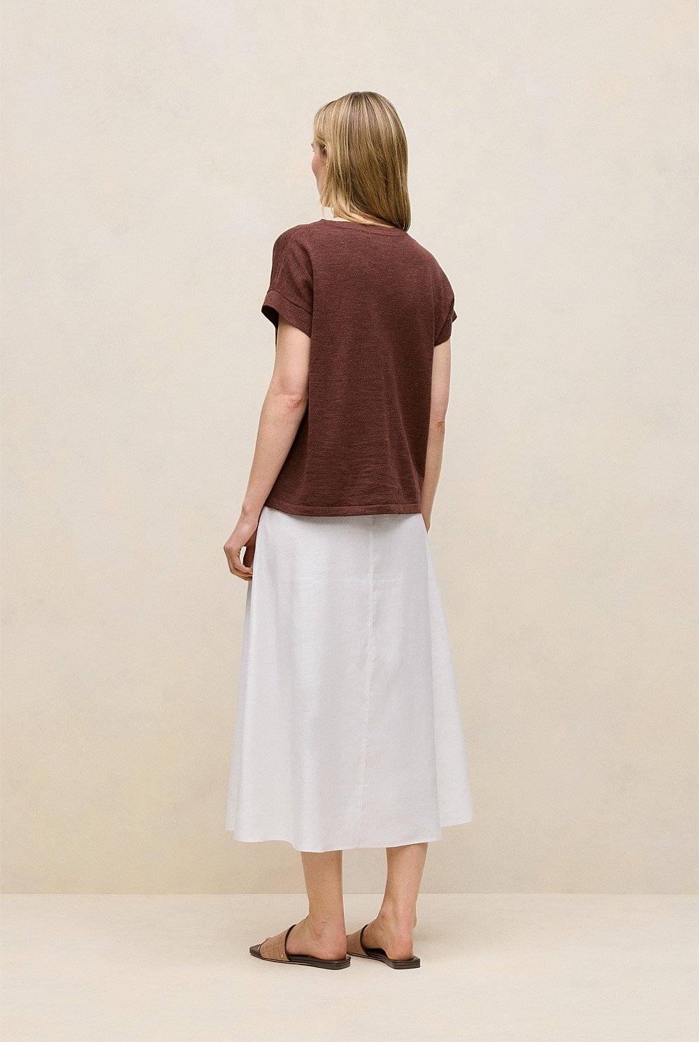 Linen Cotton Relaxed Crew T-shirt