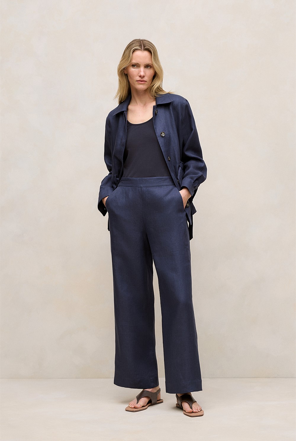 Linen Flat Front Pant