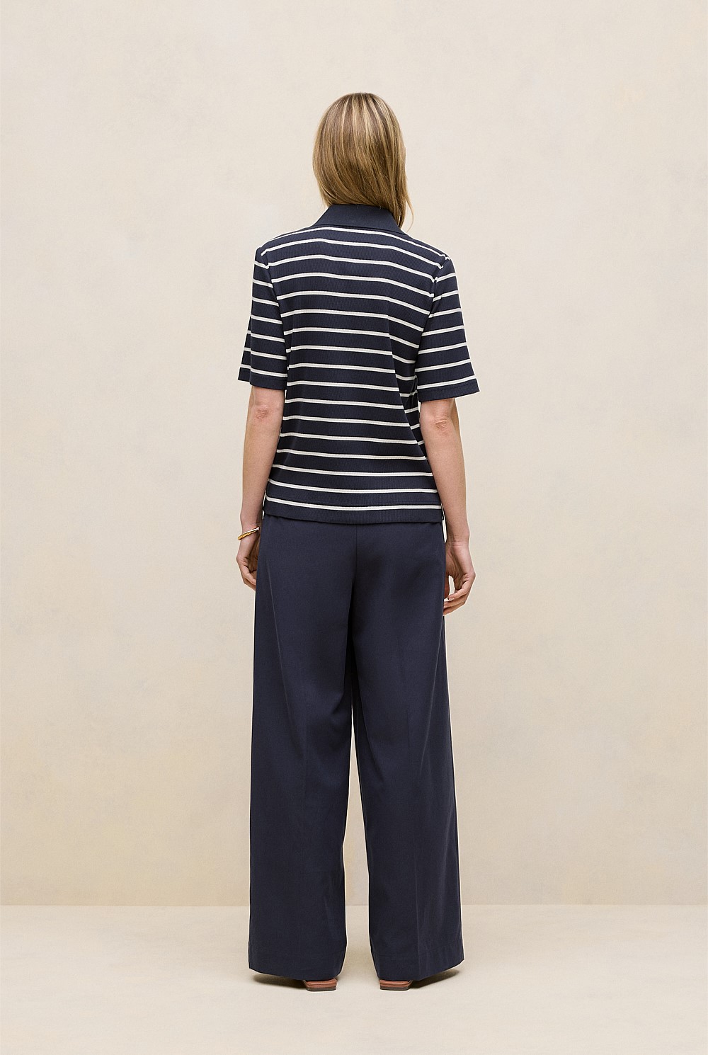 Stripe Rib Button Through T-shirt