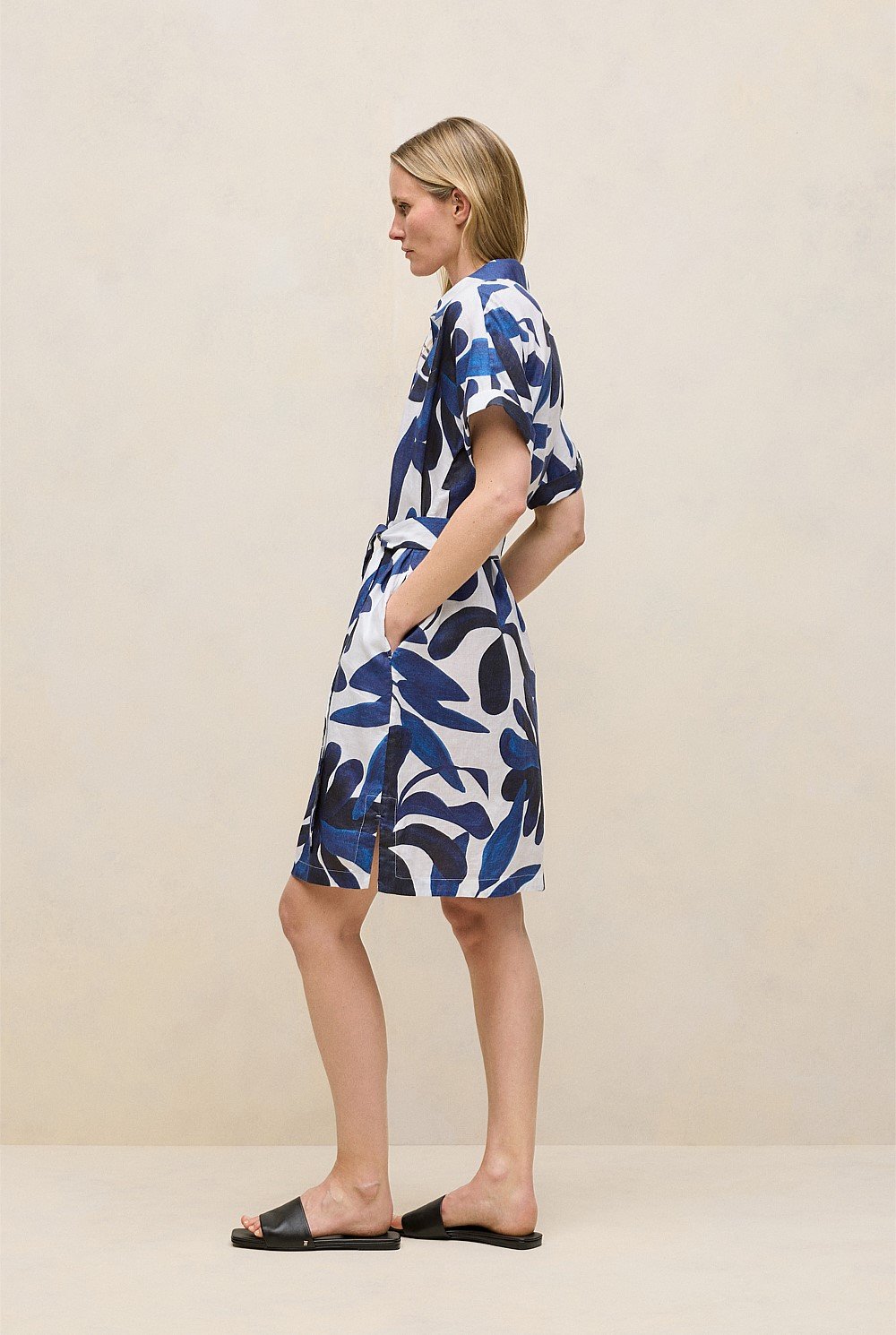 Marea Linen Short Sleeve Shirt Dress