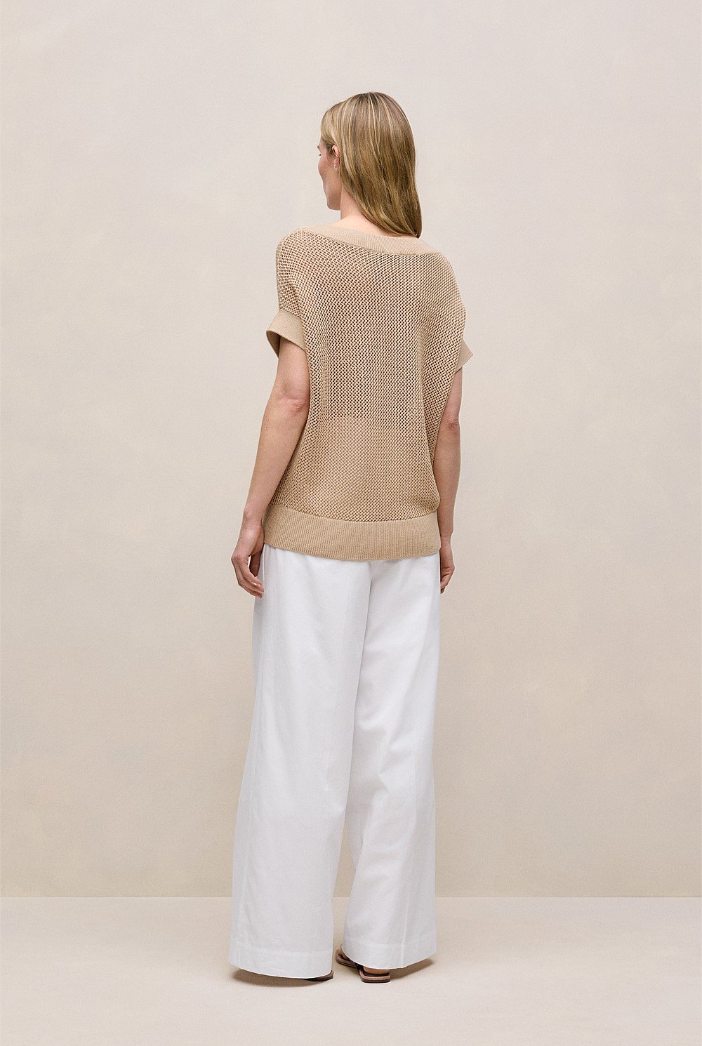 Mercerised Cotton Open Knit T-shirt