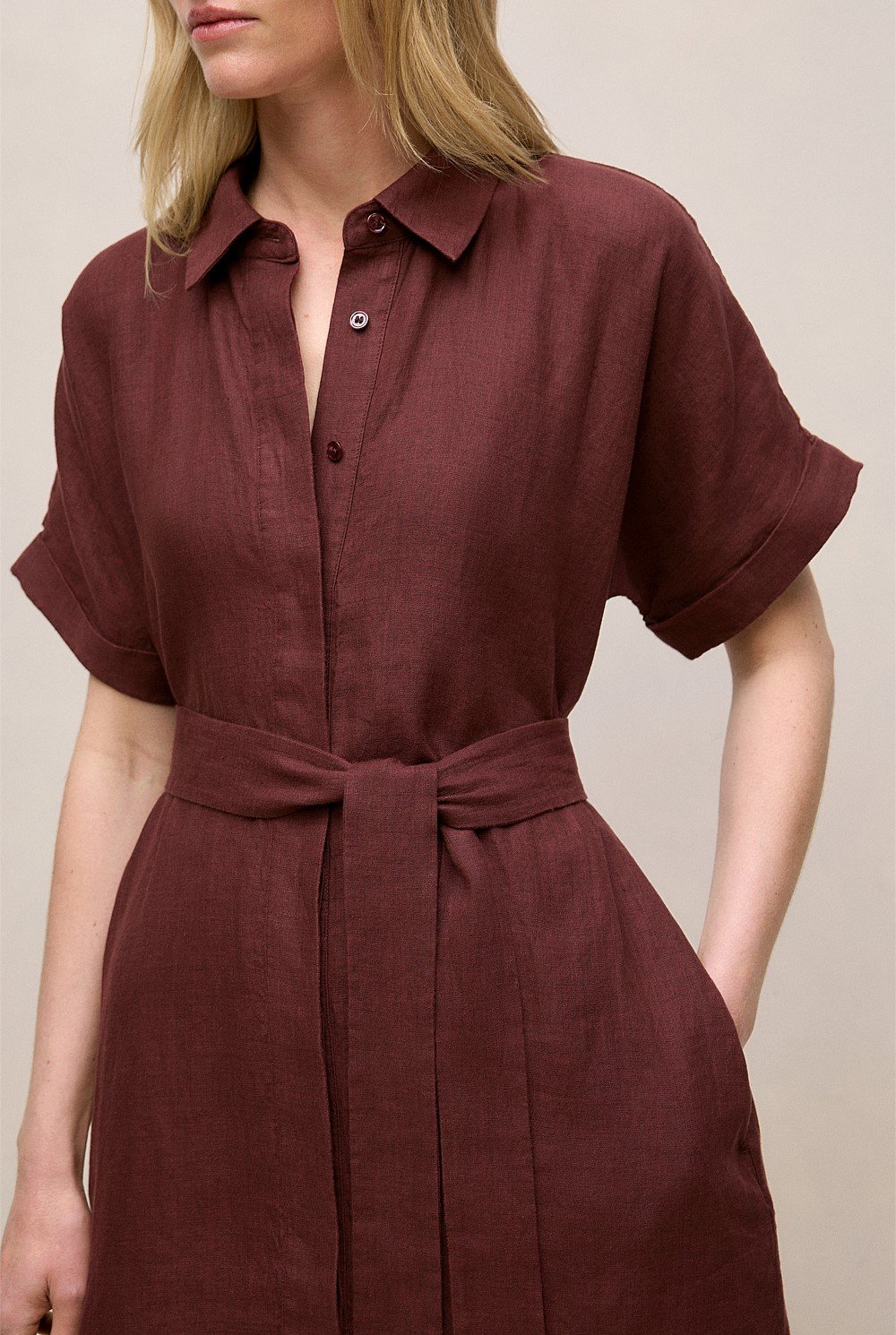 Delave Linen Short Sleeve Shirt Dress