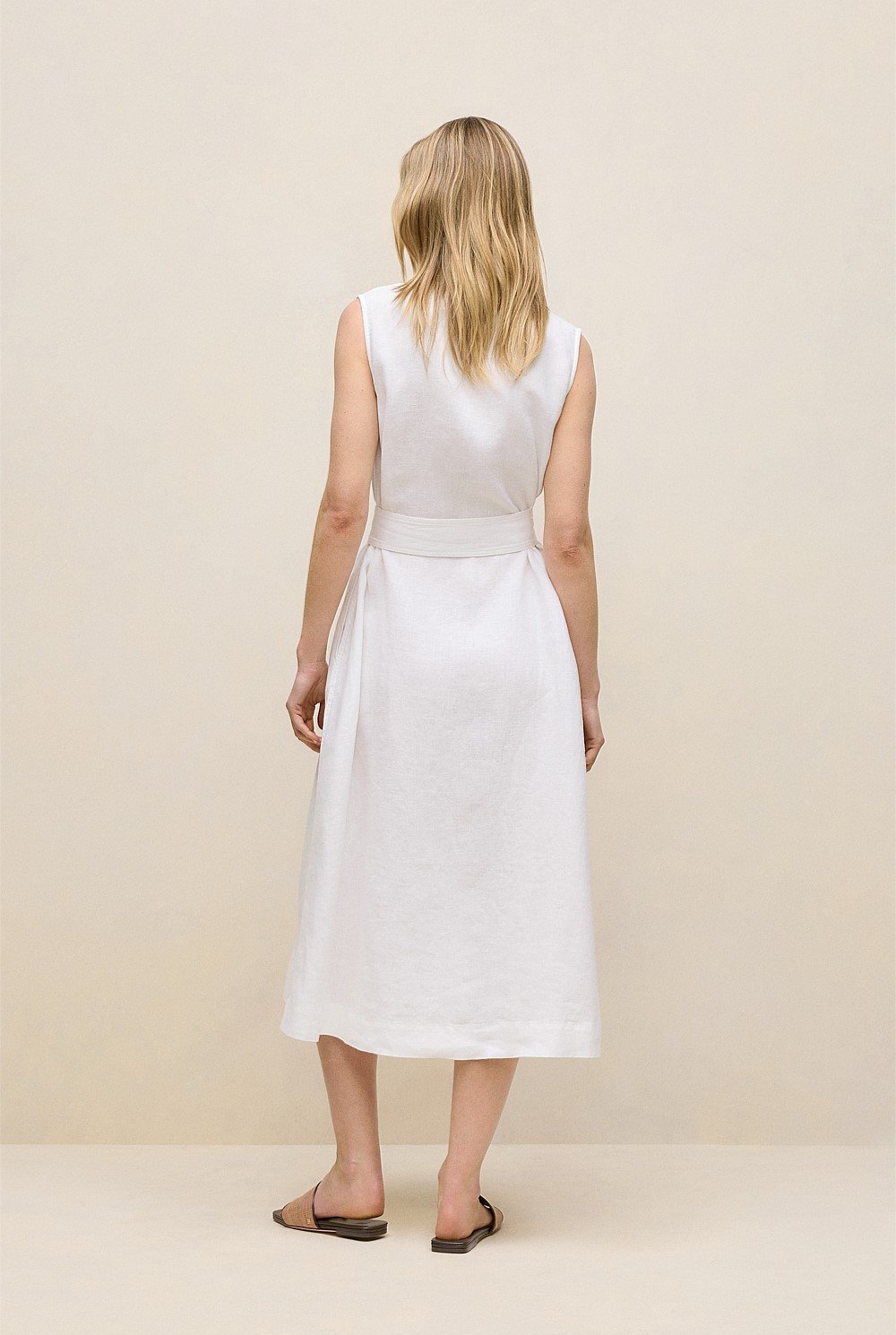 Linen Sleeveless Shirt Dress