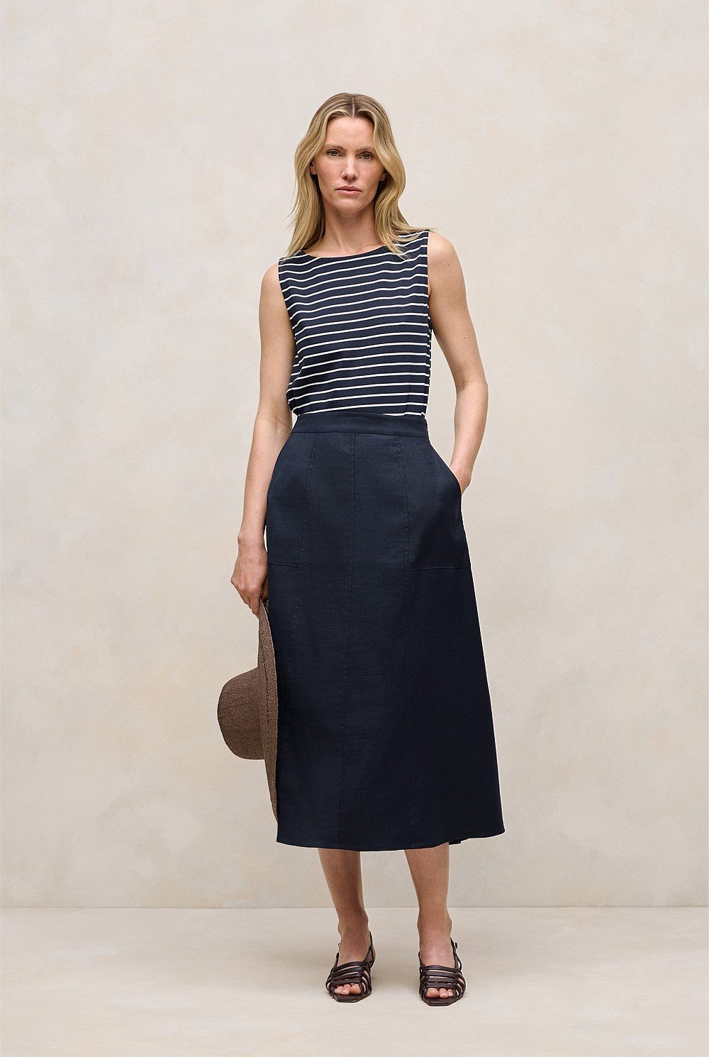 Modal Cotton Stripe Boatneck Tank