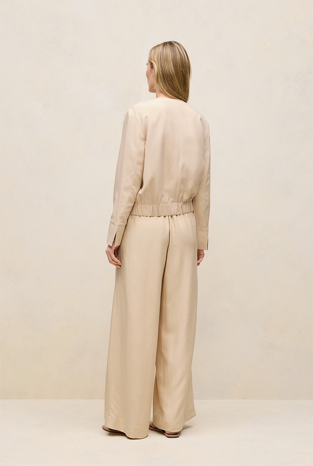 Soft Collarless Blouson Jacket