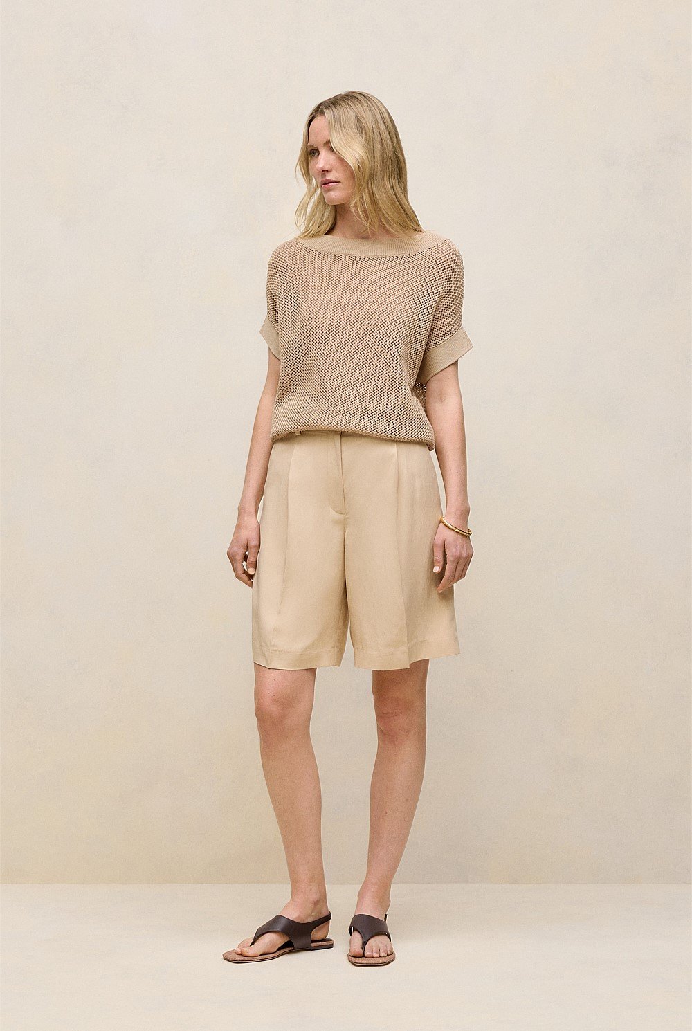 Pleat Front Longline Short