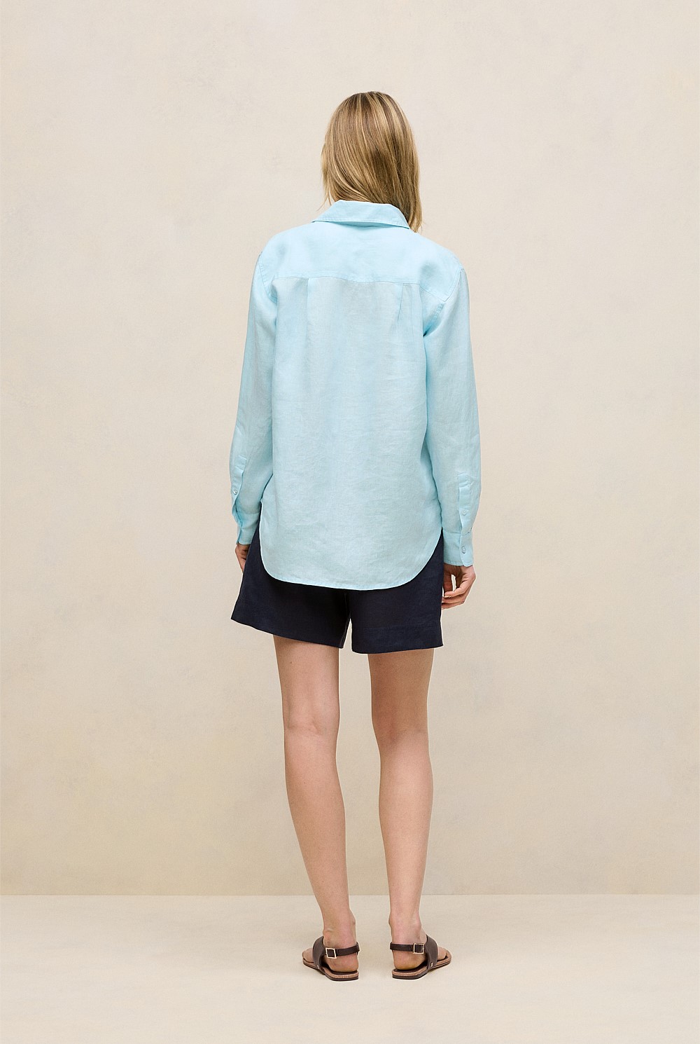 Linen Relaxed Half Placket Shirt