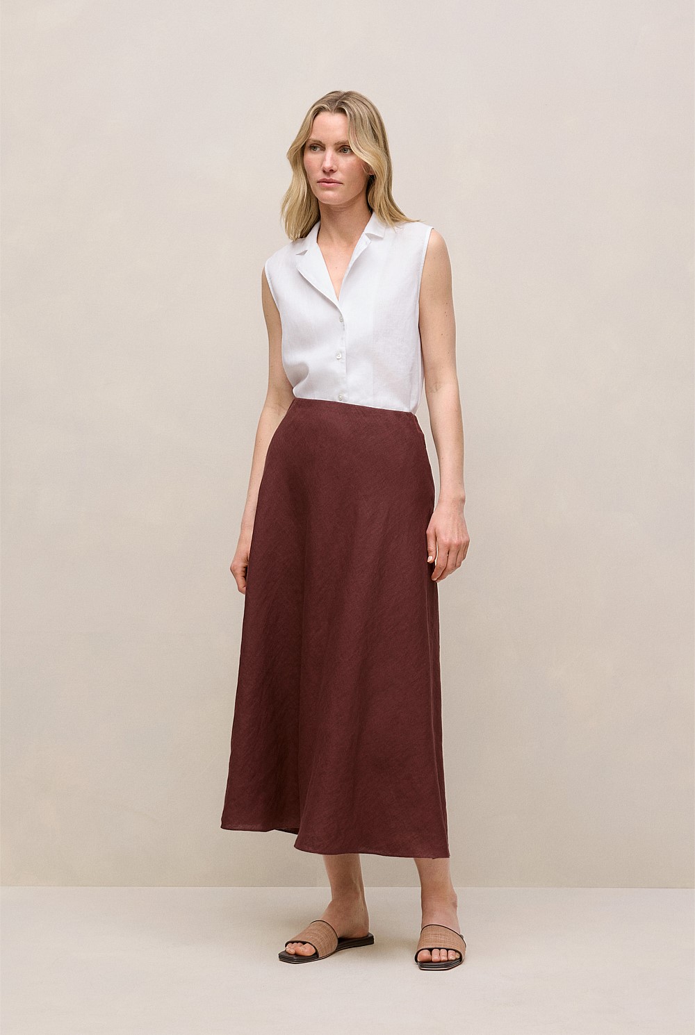 Delave Linen Bias Skirt