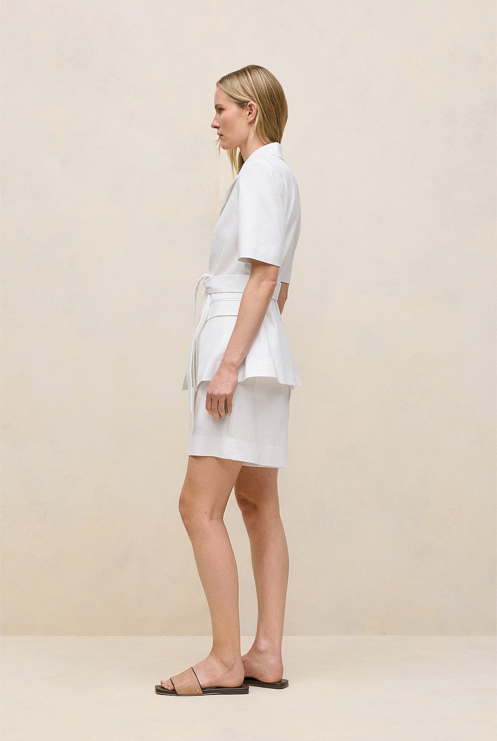 Stretch Linen Short Sleeve Blazer