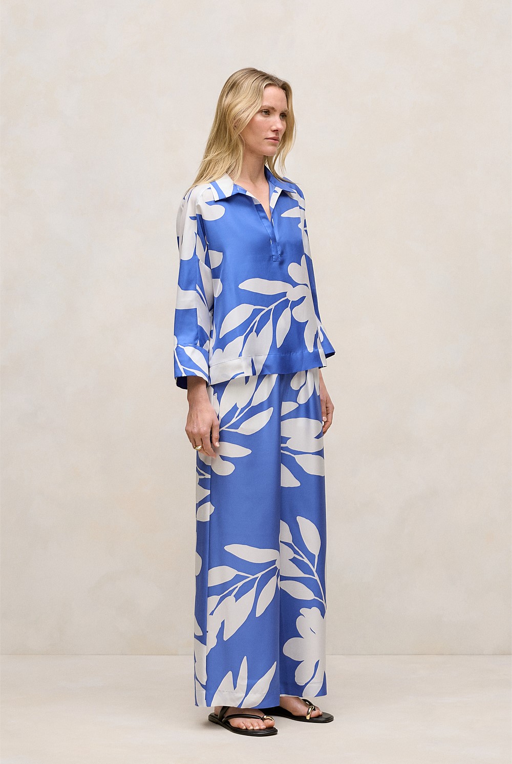 Marea Silk Twill Popover Shirt