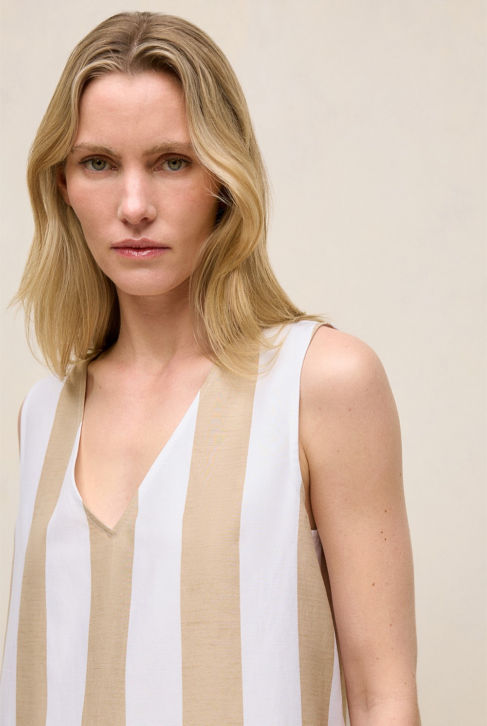 Cabana Stripe V Neck Trapeze Tank