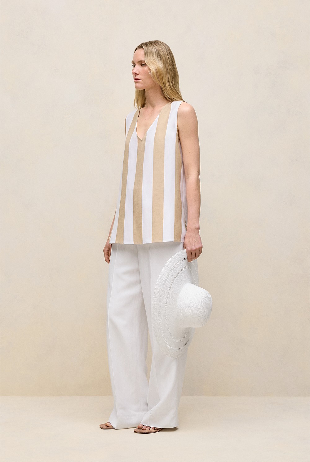 Cabana Stripe V Neck Trapeze Tank