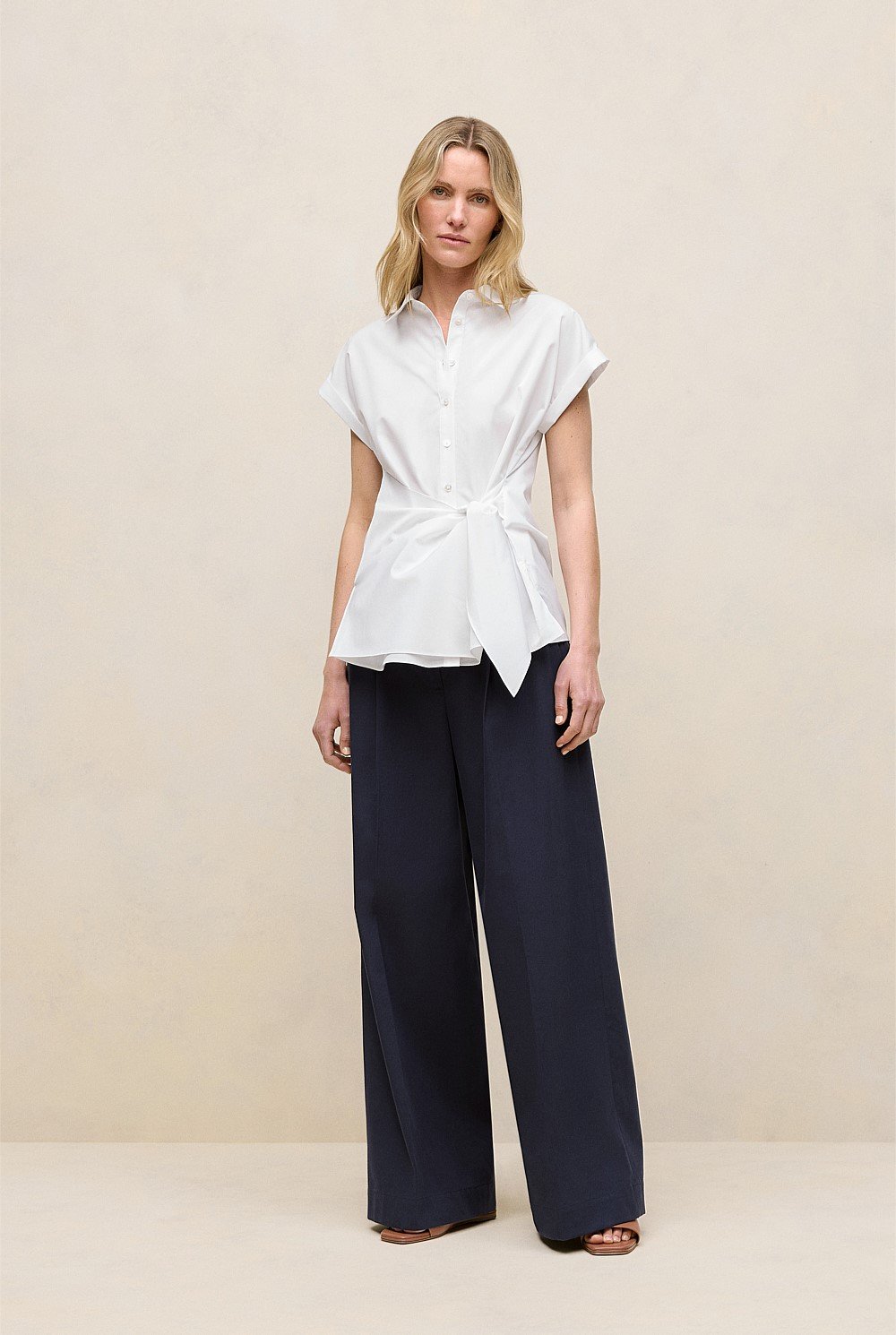 Poplin Tie Front Shirt