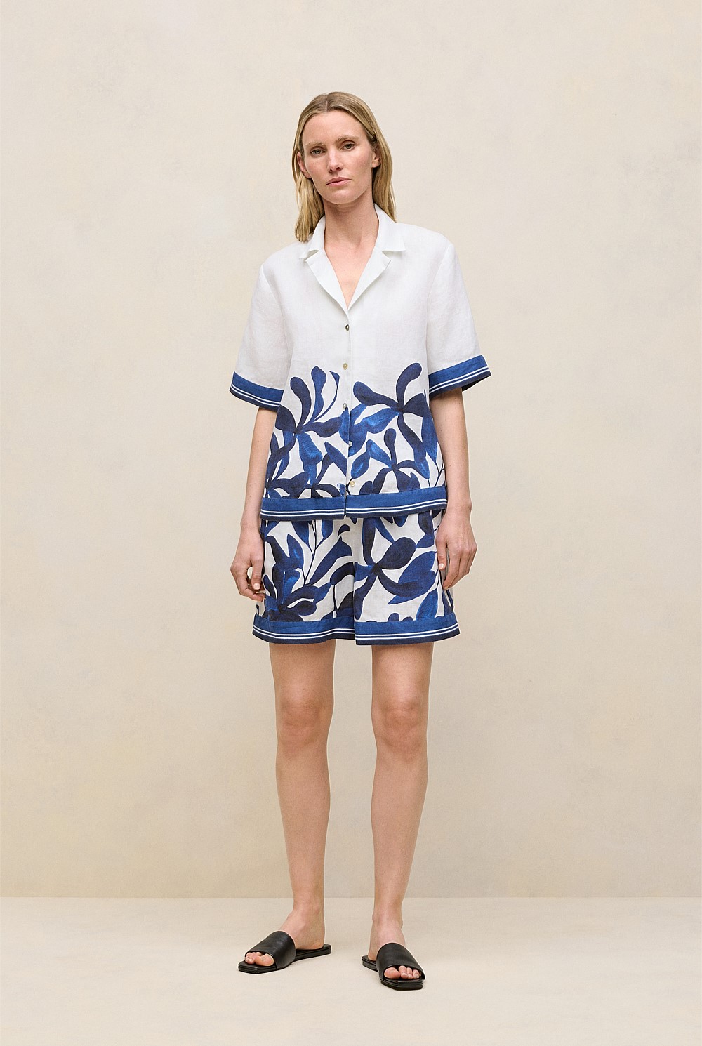 Marea Border Stripe Linen Shirt