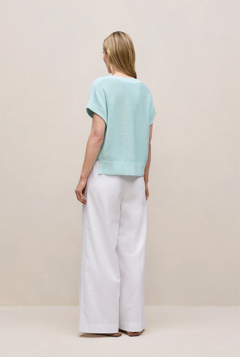 Mercerised Cotton Relaxed V Neck Knit