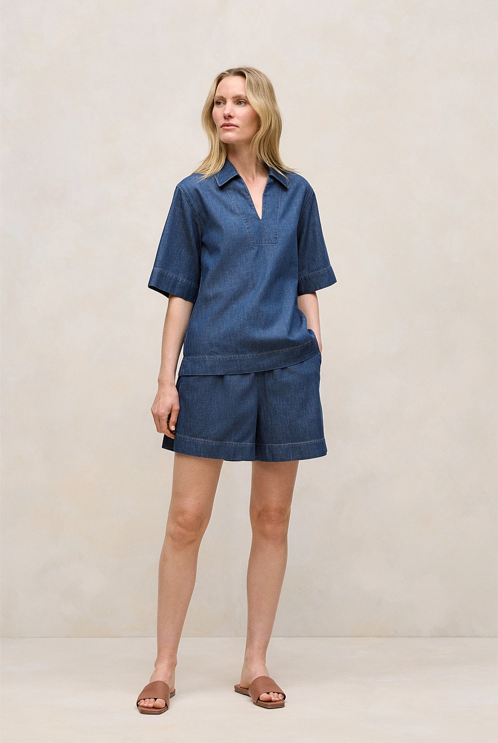 Soft Denim Popover Shirt
