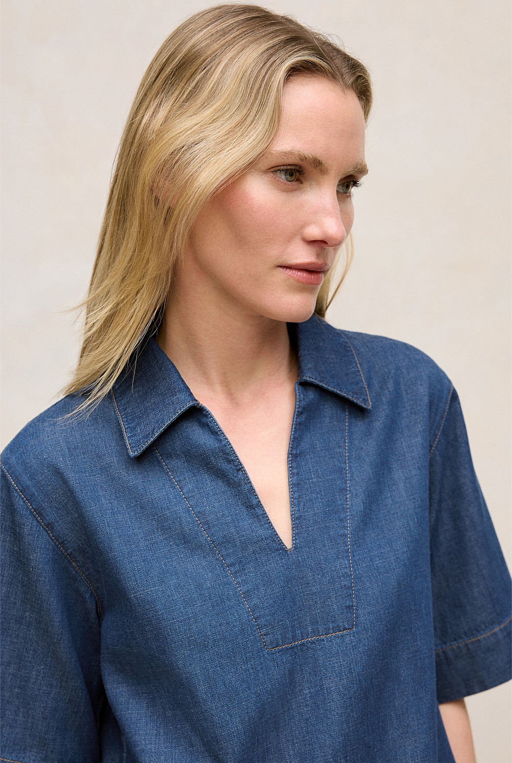 Soft Denim Popover Shirt