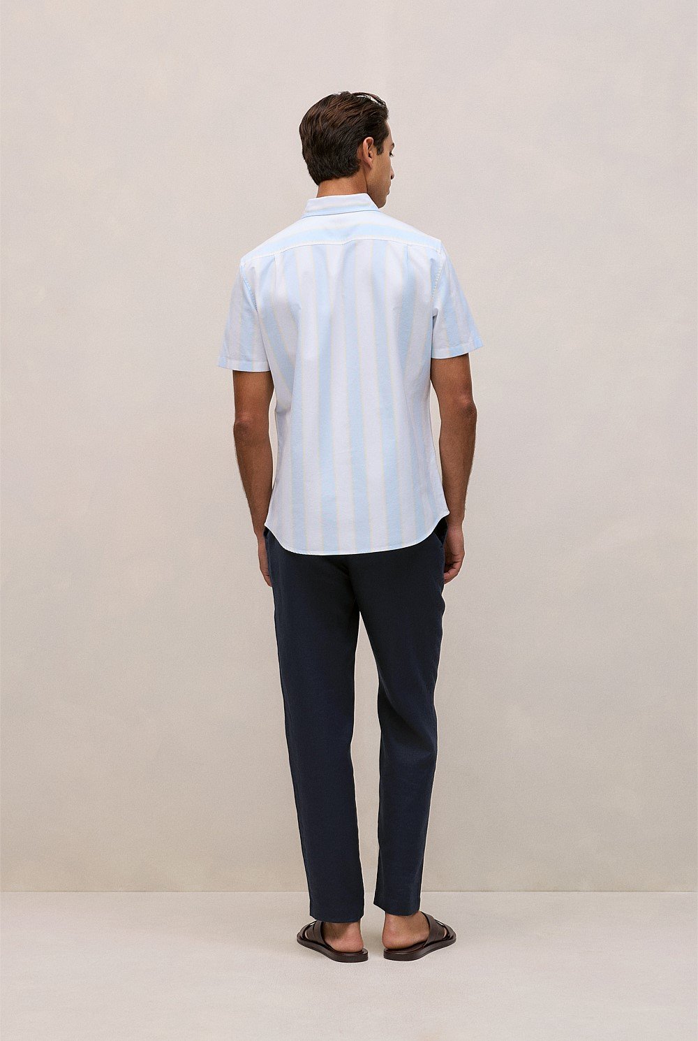 Stripe Monogram Short Sleeve Oxford Shirt