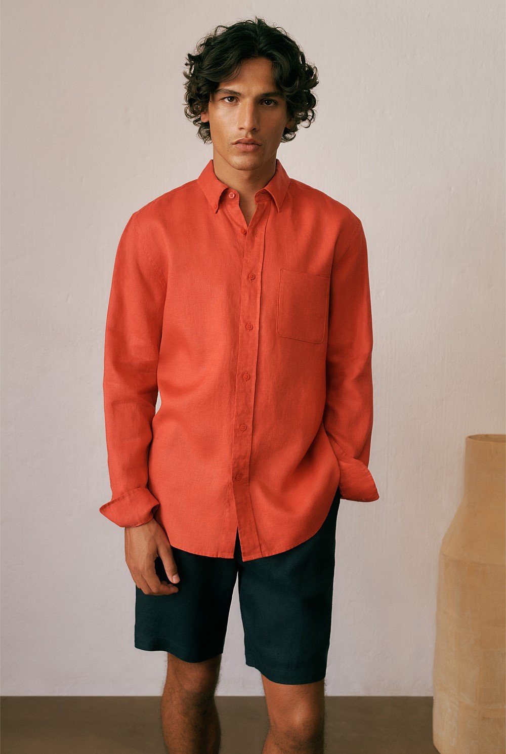 Regular Fit Linen Classic Long Sleeve Shirt