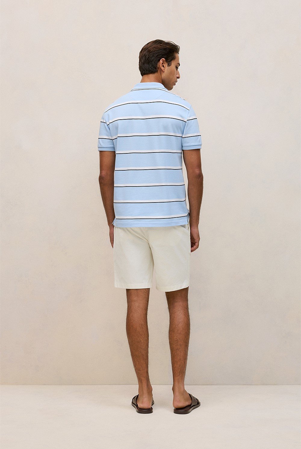 Cotton Pique Double Stripe Polo