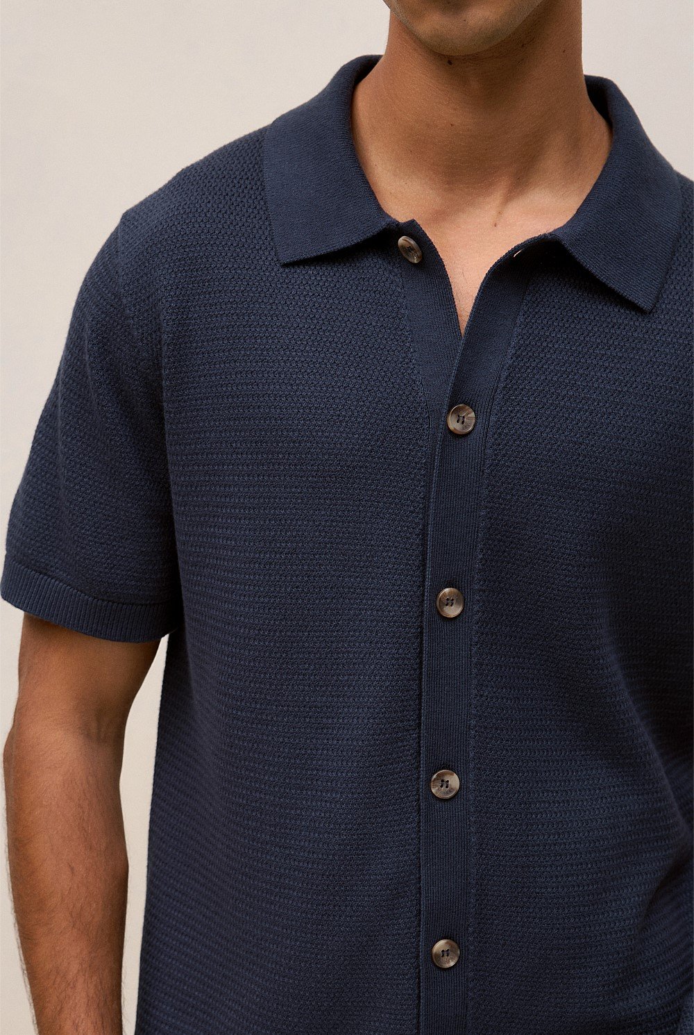 Cotton Basketweave Knit Shirt