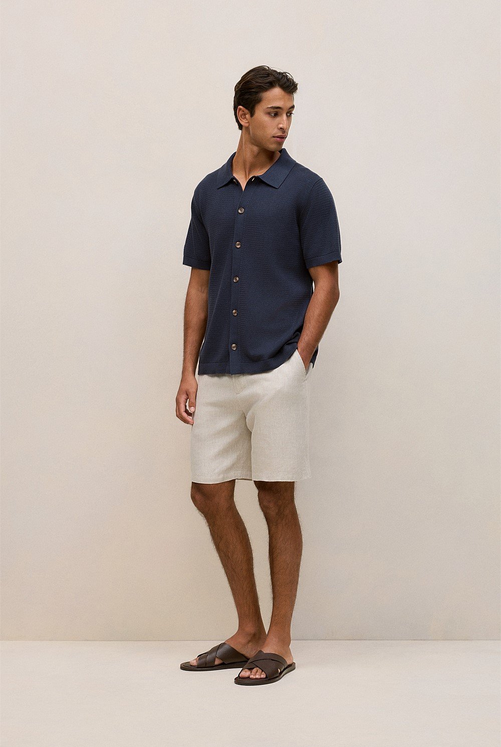 Cotton Basketweave Knit Shirt