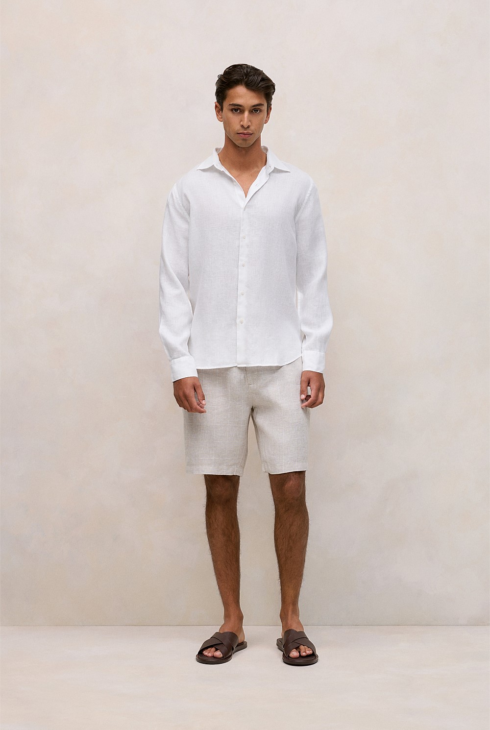 Tailored Fit Linen Long Sleeve Shirt