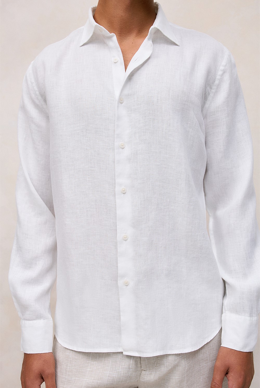 Tailored Fit Linen Long Sleeve Shirt