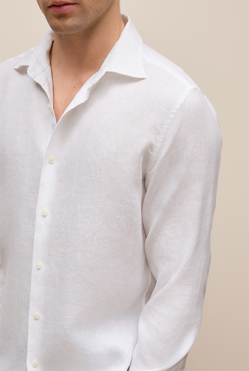 Tailored Fit Linen Long Sleeve Shirt