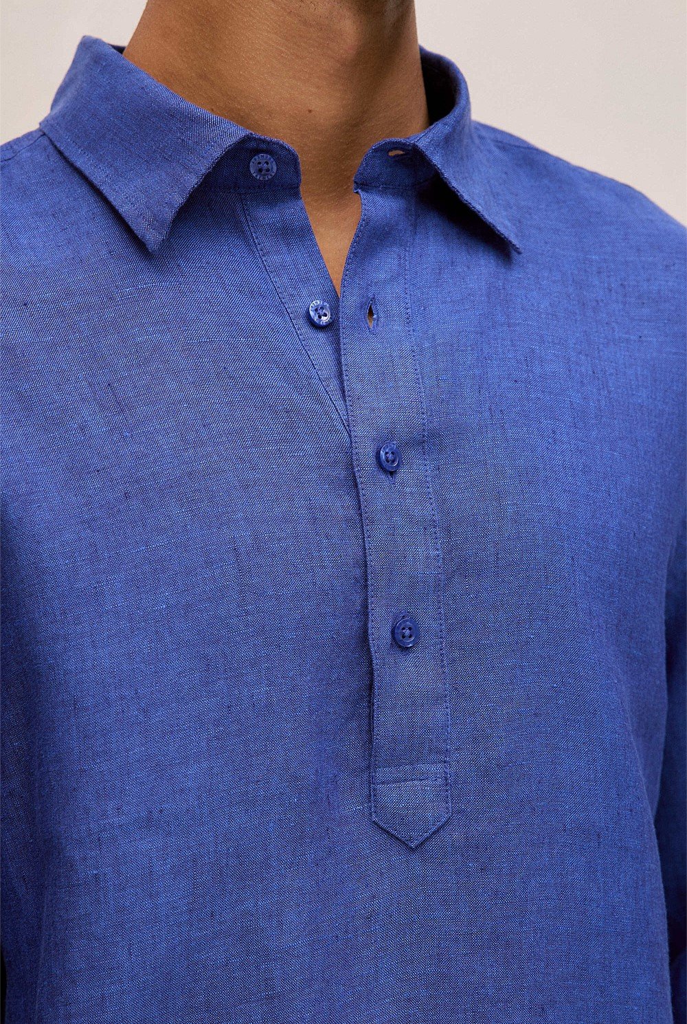 Linen End On End Half Placket Shirt