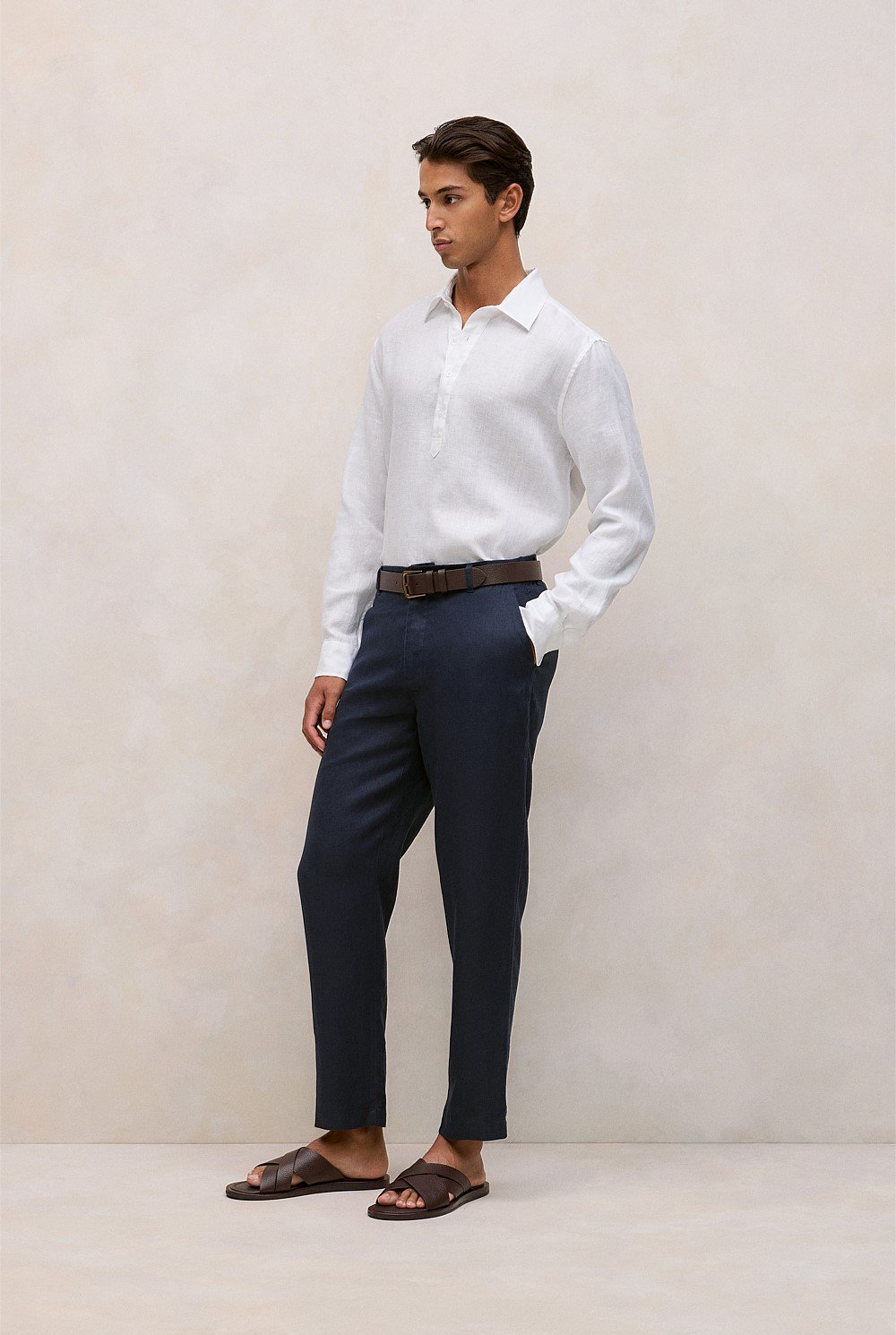 Linen Half Placket Shirt