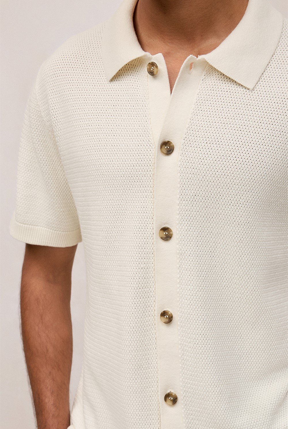 Cotton Basketweave Knit Shirt