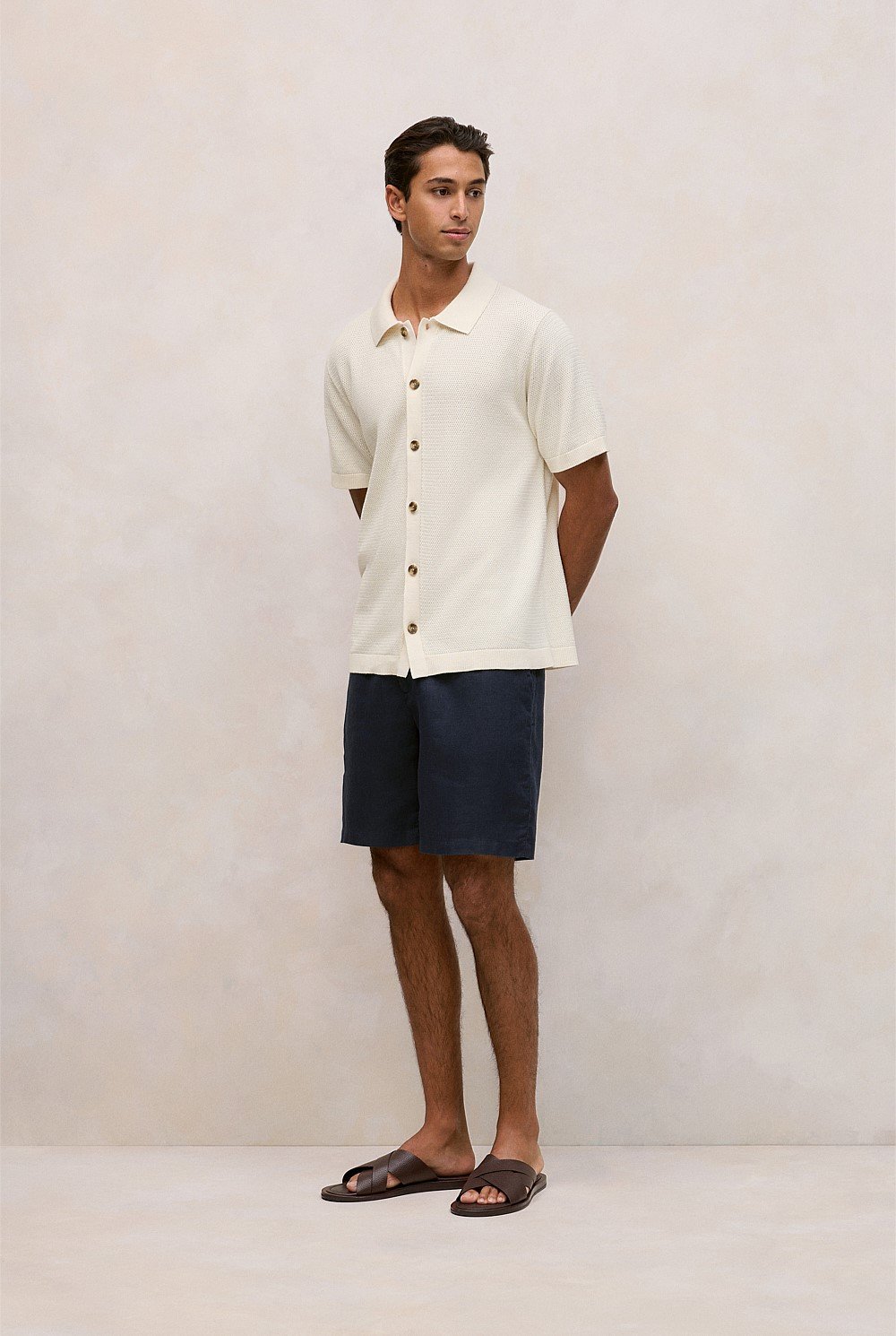 Cotton Basketweave Knit Shirt